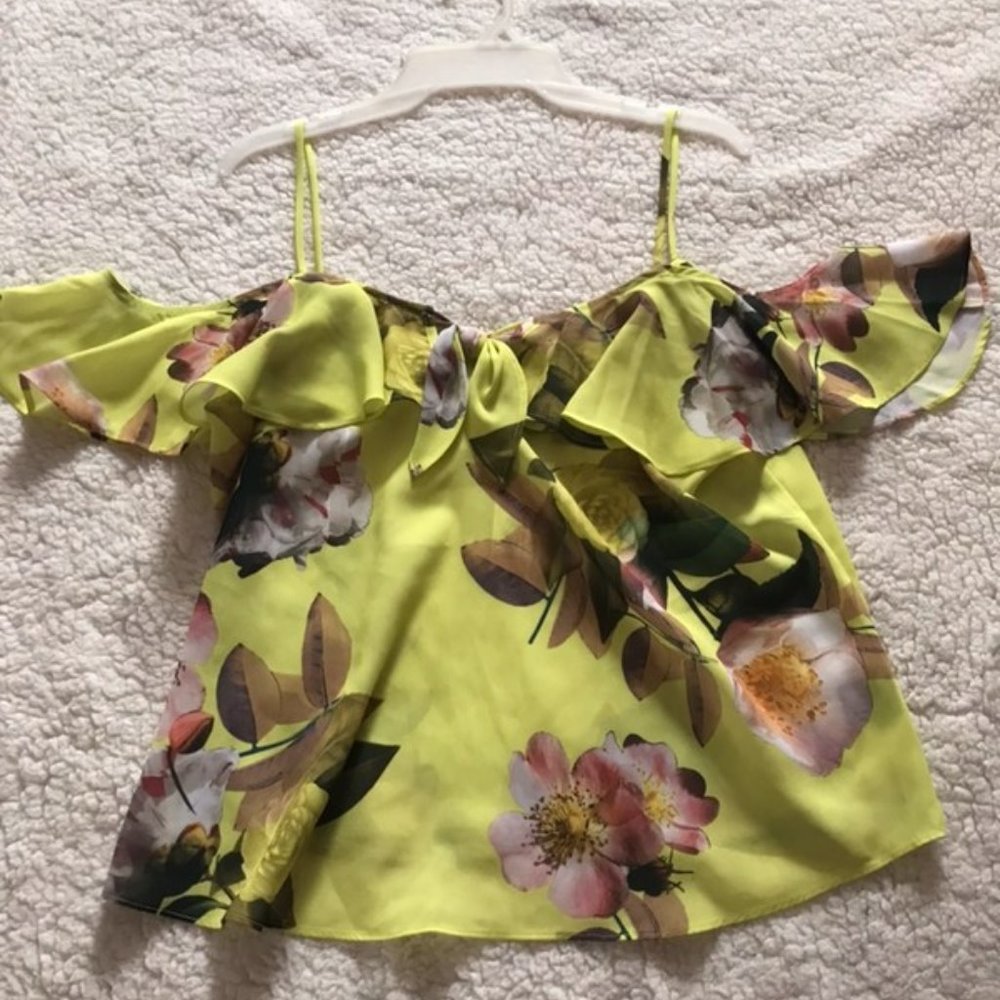 Bright yellow off the shoulder top